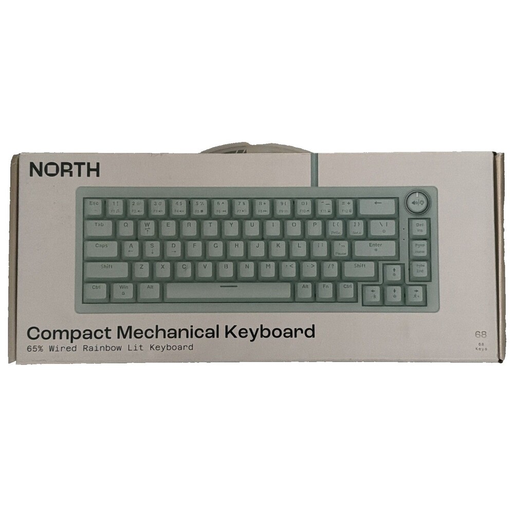 North Compact Mechanical Keyboard 65% Wired Rainbow Lit Keyboard - Turquoise